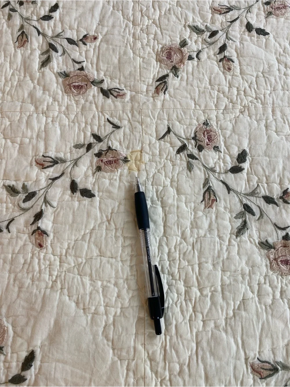 Better Homes And Gardens Cream Quilted Bedspread with Blush Rose Accents